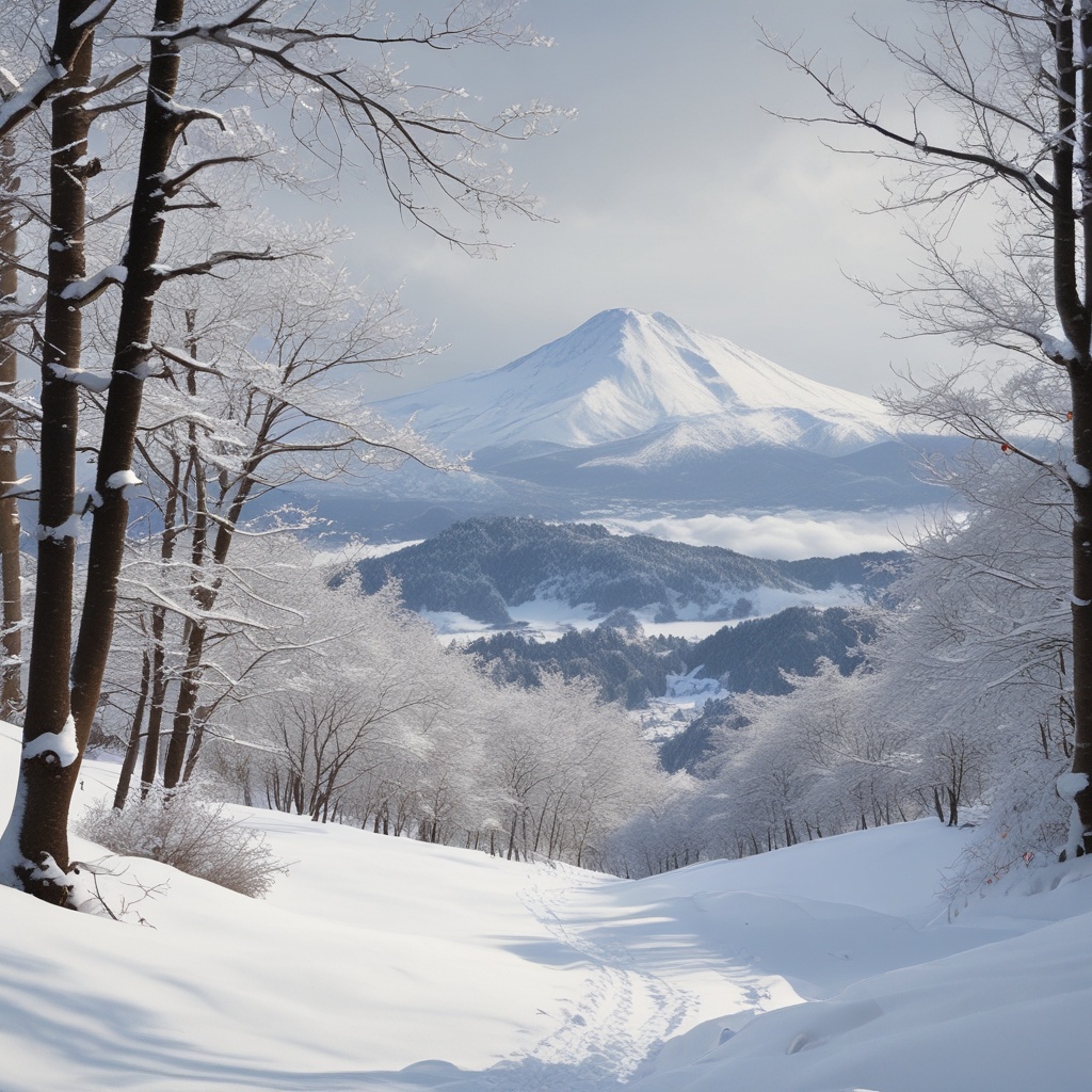 雪景色の山